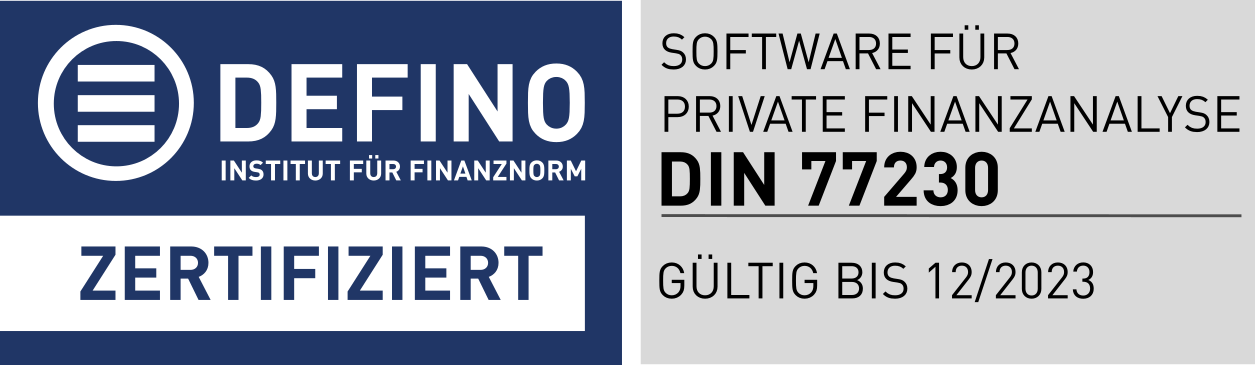 Defino Zertifizierte Software für private Finanzanalyse